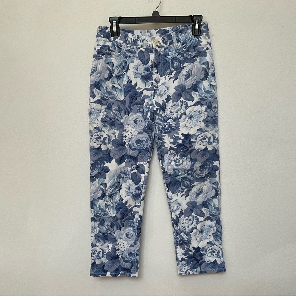 Lauren Ralph Lauren Blue, White Floral Print Jeans Size 6 Petite Spring